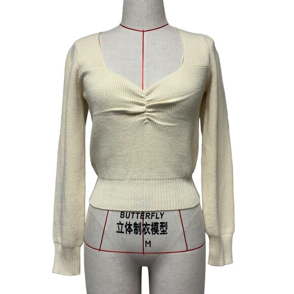 ASTR The Label Womens Size M Cream Ribbed Sweater - Picture 1 of 5